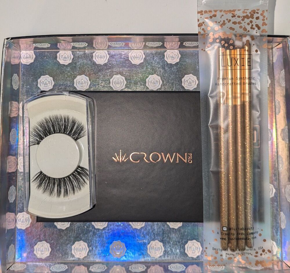 1 Luxie Brush Set 1 Crown Eyeshadow Palette & Lashes~Eye Enhancing Beauty Bundle